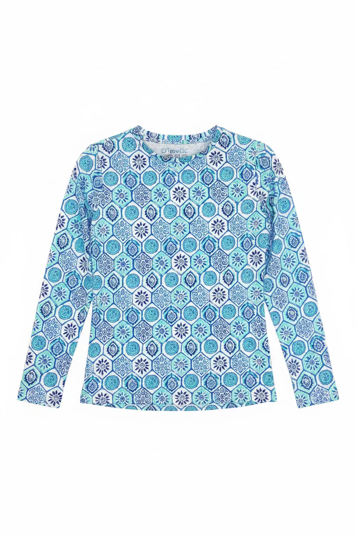 IBKUL Womens Terra Long Sleeve Crew Neck Top - Seafoam