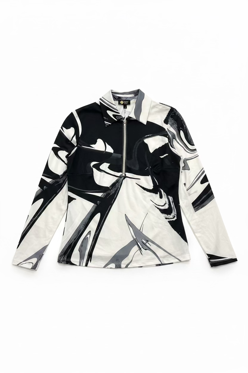Amy Sport Womens Olivia Long Sleeved Top - Black Abstract