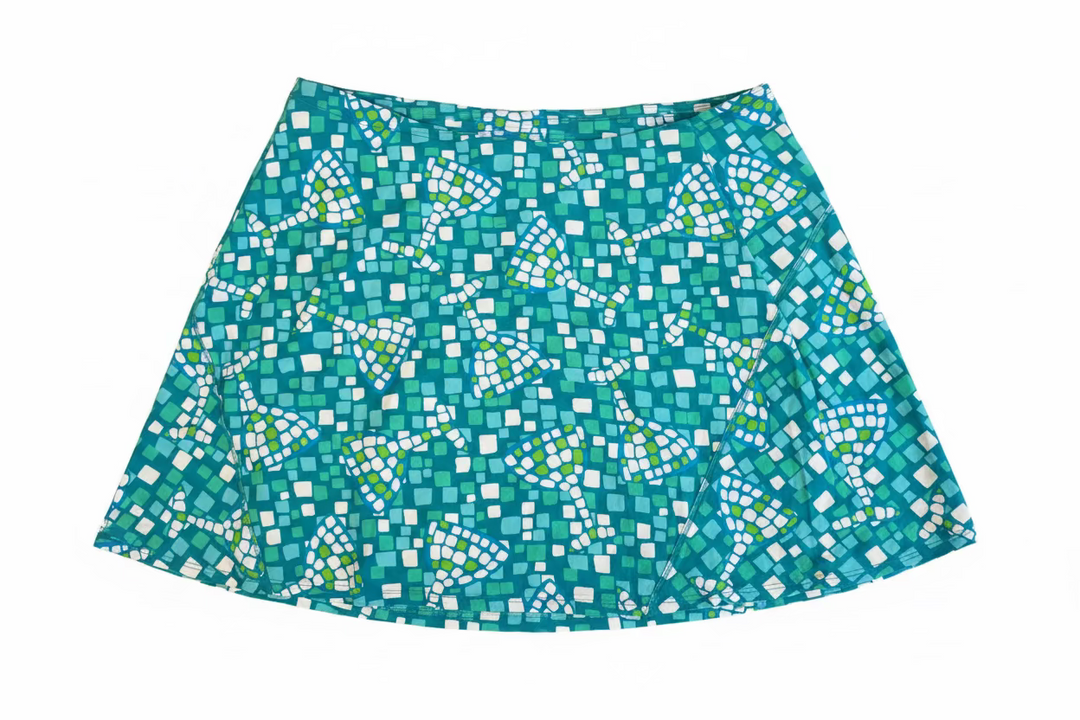 IBKUL Womens Mosaic Wine Pull On Skort 15'5 - Seafoam