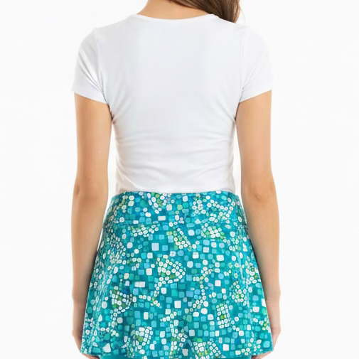 IBKUL Womens Mosaic Wine Pull On Skort 15'5 - Seafoam