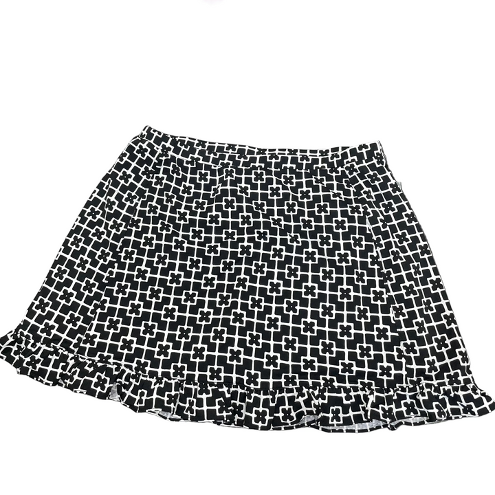 G-Lifestyle Womens Ruffle Bottom Skort In Tonal Tiles - Black/White