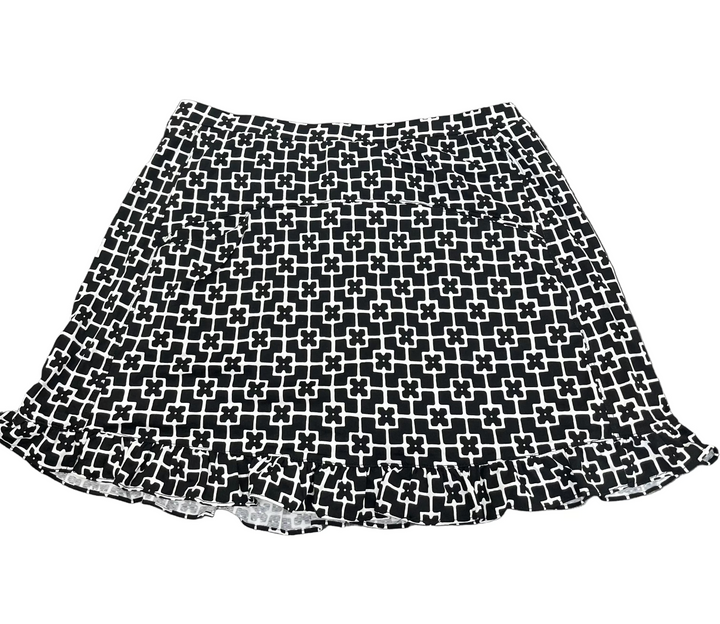 G-Lifestyle Womens Ruffle Bottom Skort In Tonal Tiles - Black/White