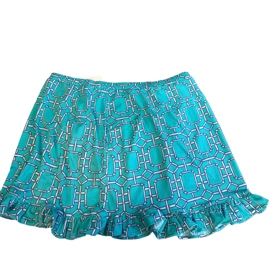G-Lifestyle Womens Stained Glass Ruffle Skort (15') - Caribbean Turquoise Blue
