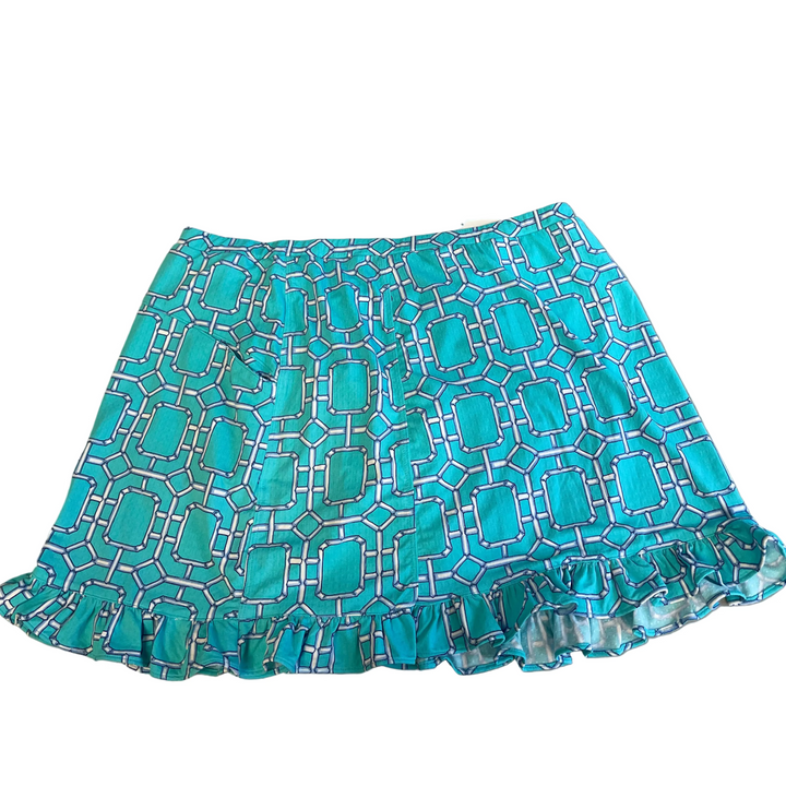G-Lifestyle Womens Stained Glass Ruffle Skort (15') - Caribbean Turquoise Blue