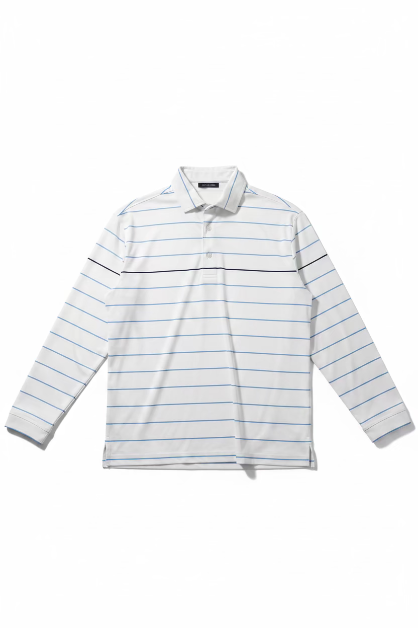 SanSoleil SOLCOOL L/S POLO W MESH - White/Blue Bay/Navy