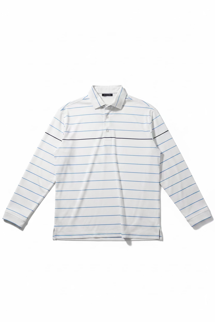 SanSoleil SOLCOOL L/S POLO W MESH - White/Blue Bay/Navy