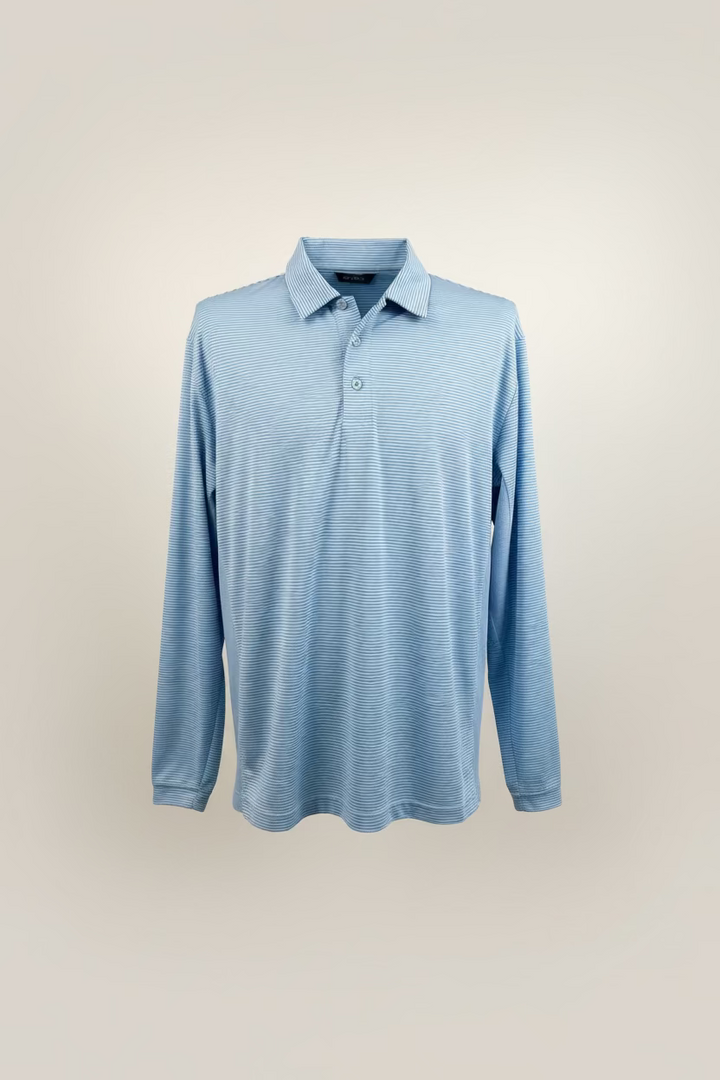SanSoleil SOLCOOL L/S POLO W MESH - Bayside Blue/Navy Stripe