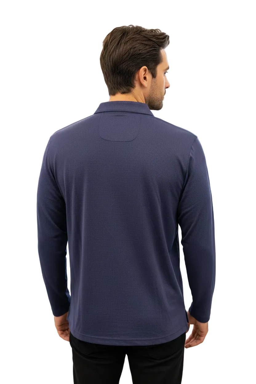 SanSoleil SOLCOOL L/S POLO W MESH - Navy Pattern
