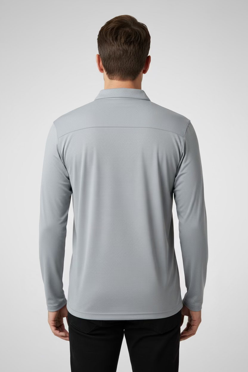 SanSoleil SOLCOOL L/S POLO W MESH - Grey Stone