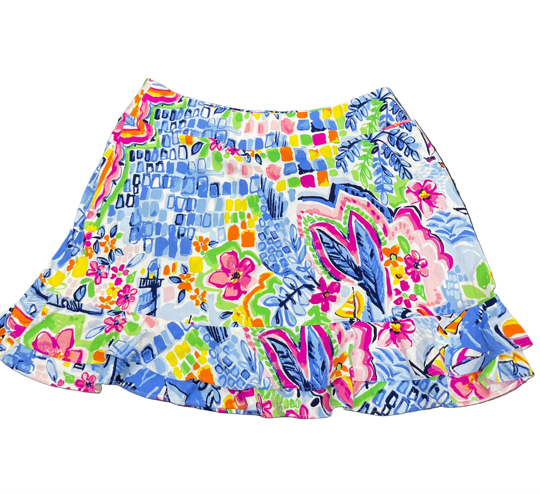 G-Lifestyle Double Ruffle Bottom 14.5" Skort - Nantucket Blue