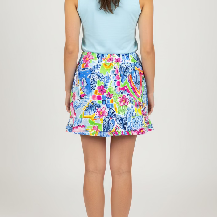 G-Lifestyle Double Ruffle Bottom 14.5" Skort - Nantucket Blue