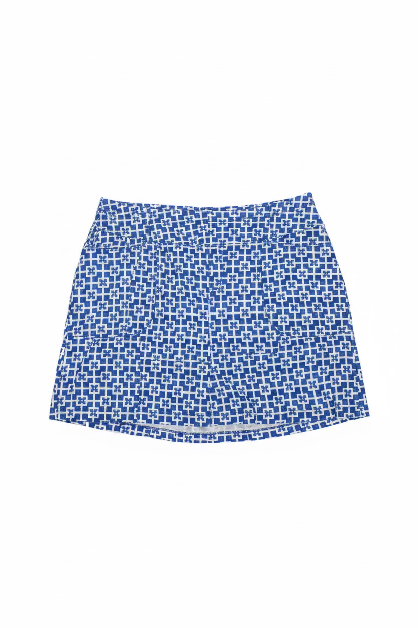 G-Lifestyle Womens Tonal Tiles Skort (17') - Blue/White