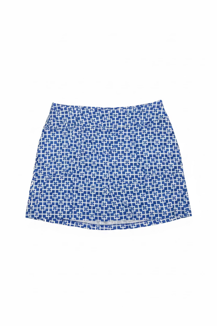 G-Lifestyle Womens Tonal Tiles Skort (17') - Blue/White