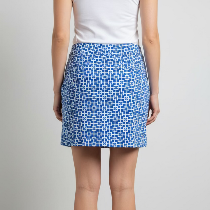 G-Lifestyle Womens Tonal Tiles Skort (17') - Blue/White