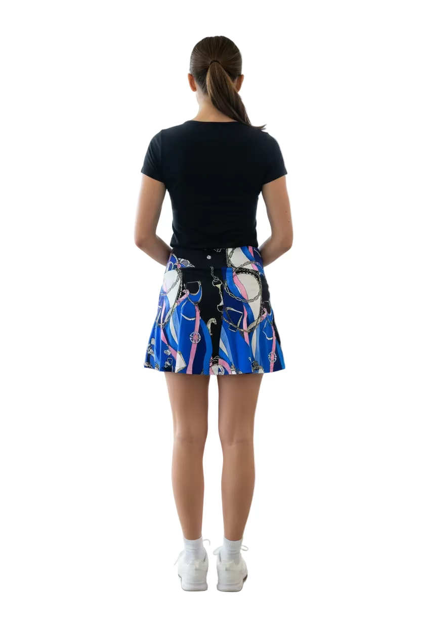 G-Lifestyle Womens Wellington Tonal Skort (17') - Blue/Pink