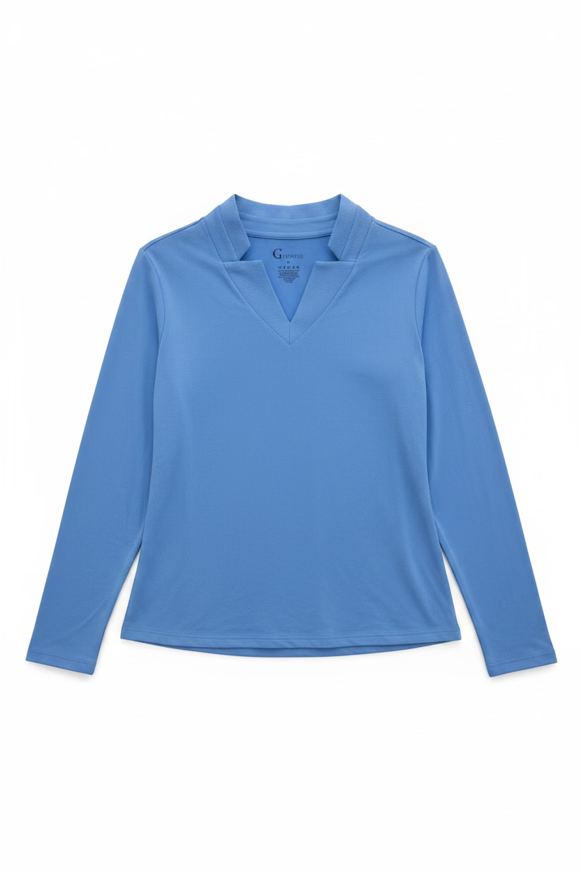 G-Lifestyle Womens Long Sleeve V-Neck Top - Blue Peri