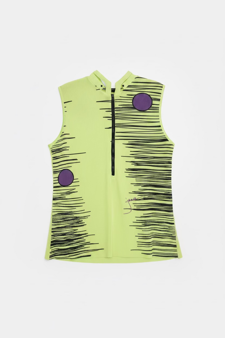 Jamie Sadock Womens Crunch Time Sleeveless Zip Mock - Glow/Jet Black