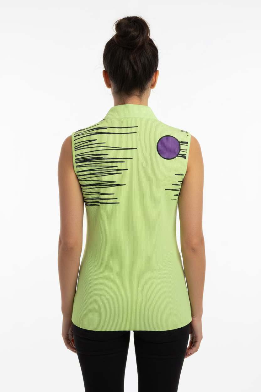 Jamie Sadock Womens Crunch Time Sleeveless Zip Mock - Glow/Jet Black