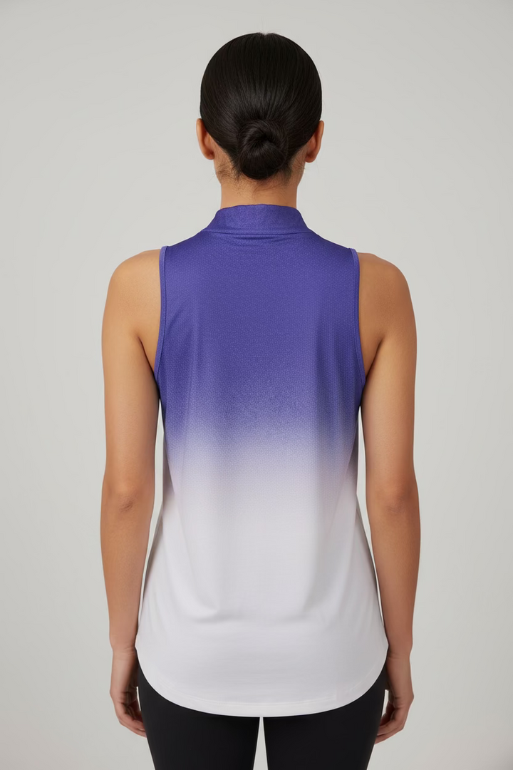 Jamie Sadock Womens Tina Tulips Sleeveless Zip Mock - Purple Rain