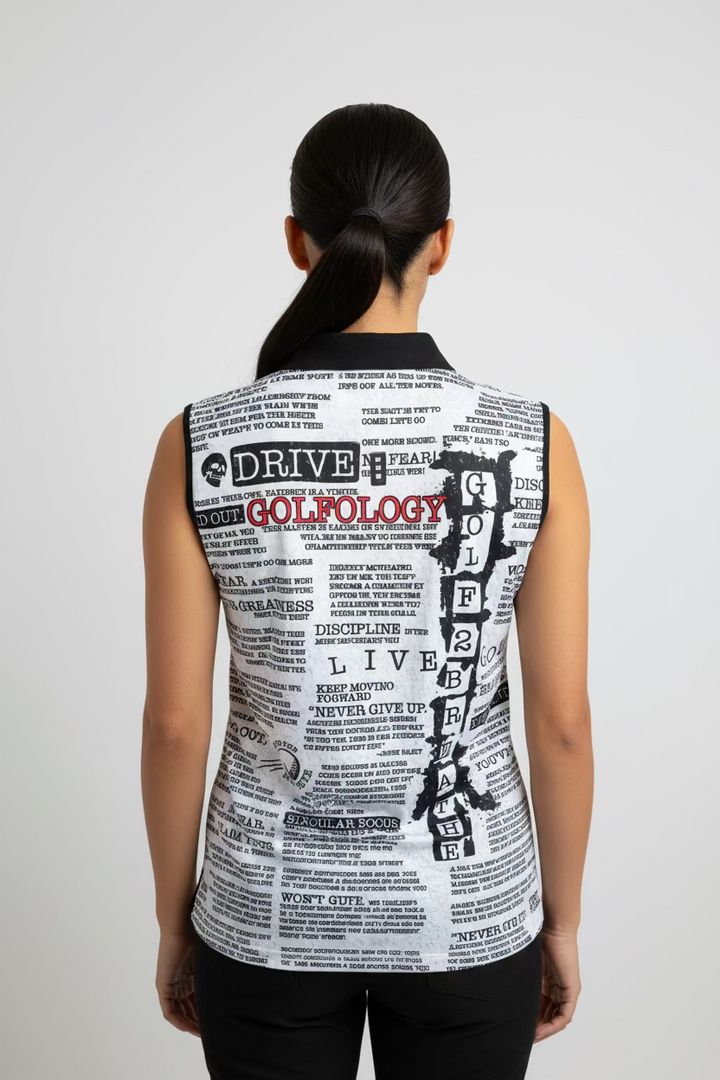 Jamie Sadock Womens Newspaper Column Sleeveless Zip Mock - Jet Black