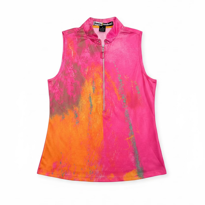 Jamie Sadock Womens Zella Zap Sleeveless Zip Mock - Panther Pink/Ravish