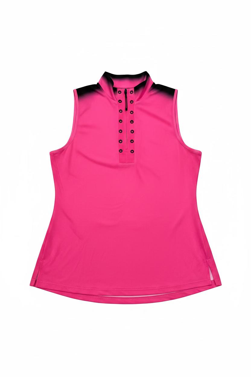 Jamie Sadock Womens Zoe Zap Sleeveless Zip Mock - Panther Pink/Ravish