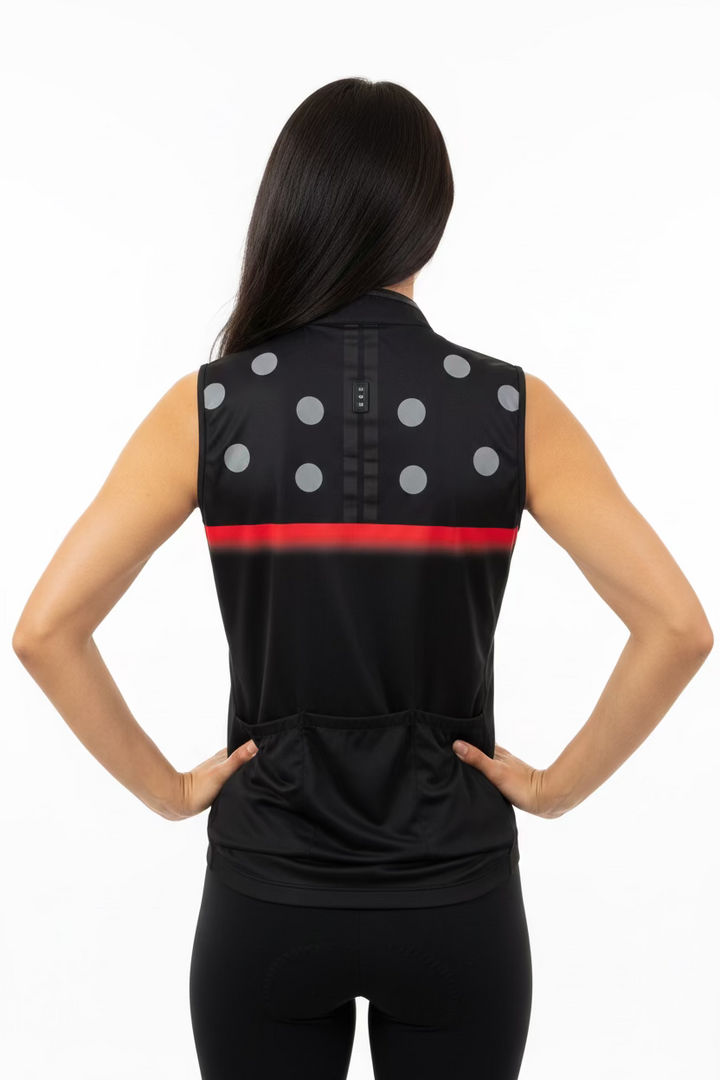 Jamie Sadock Womens Rosy Dottie Sleeveless Zip Mock - Jet Black/Red