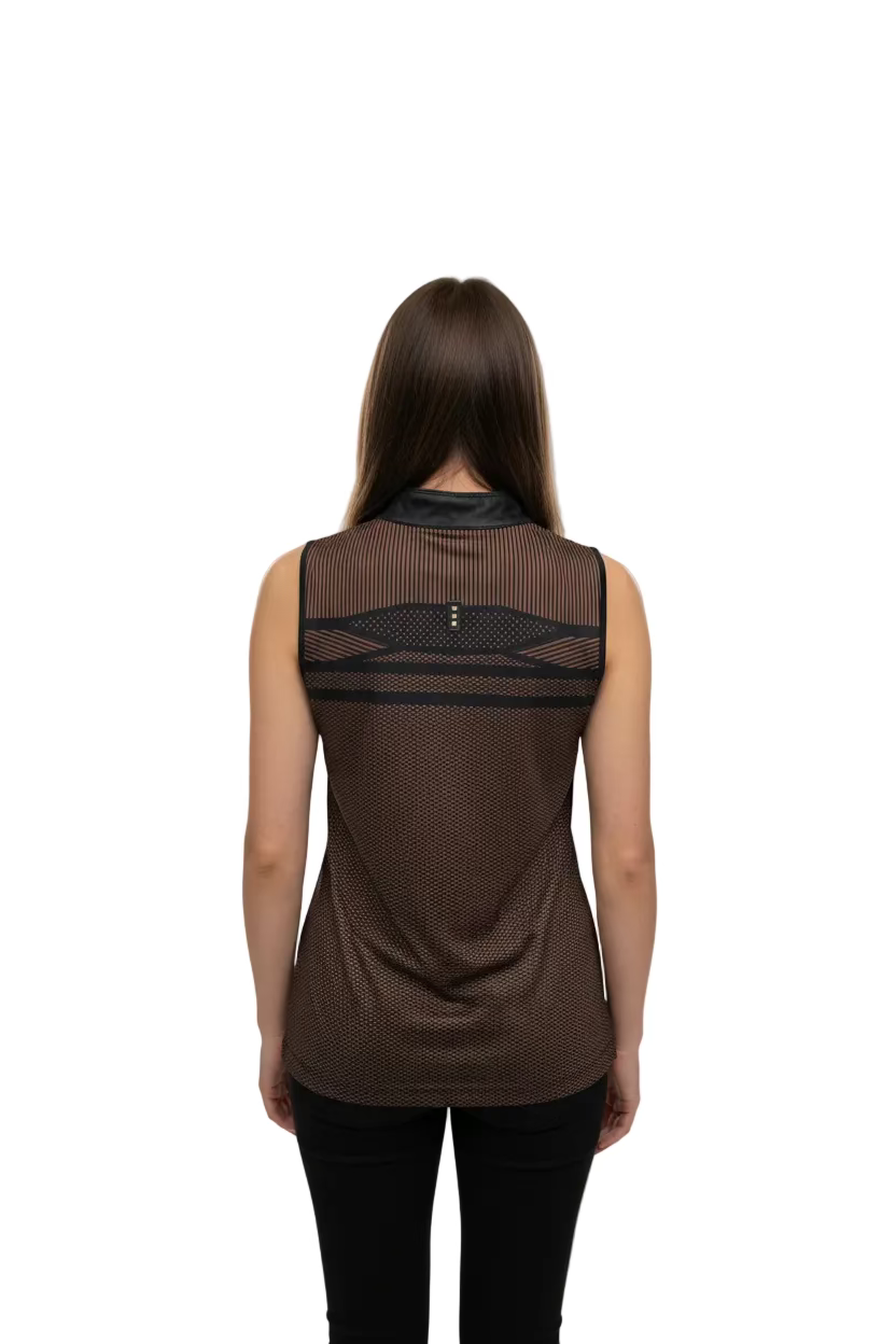 Jamie Sadock Womens Starship Sleeveless Zip Mock - Brown Sugar/Panther Pink