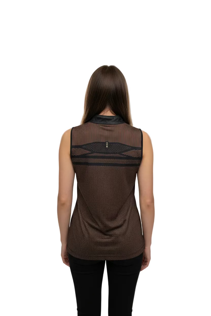 Jamie Sadock Womens Starship Sleeveless Zip Mock - Brown Sugar/Panther Pink