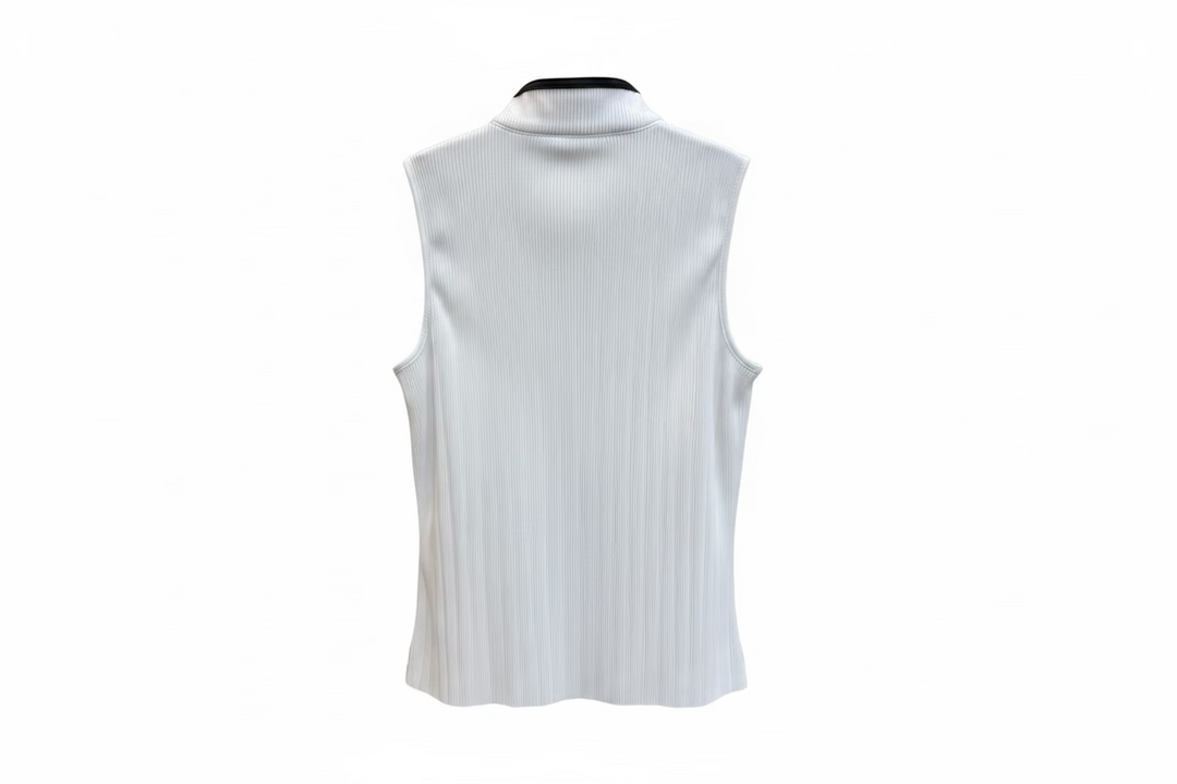 Jamie Sadock Womens Rebecca Sleeveless Zip Mock - Snow/Jet Black