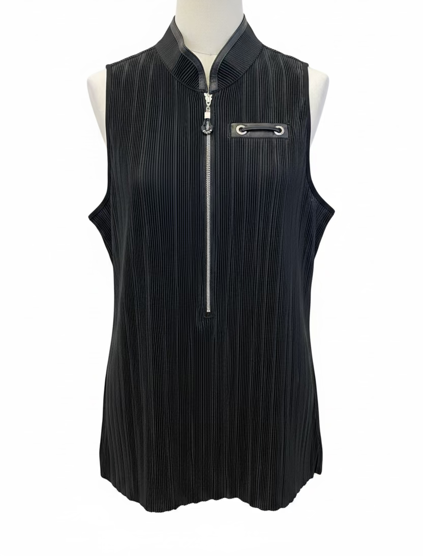 Jamie Sadock Womens Rebecca Sleeveless Zip Mock - Jet Black