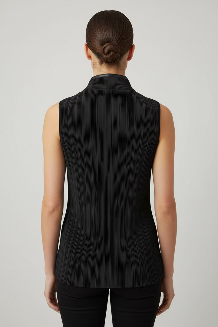 Jamie Sadock Womens Rebecca Sleeveless Zip Mock - Jet Black