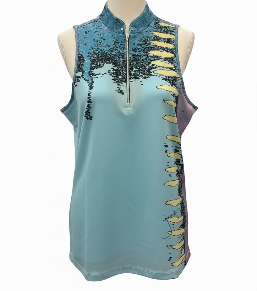 Jamie Sadock Womens Stella Stellar Sleeveless Zip Mock - Oasis/Multi