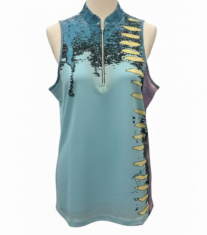 Jamie Sadock Womens Stella Stellar Sleeveless Zip Mock - Oasis/Multi
