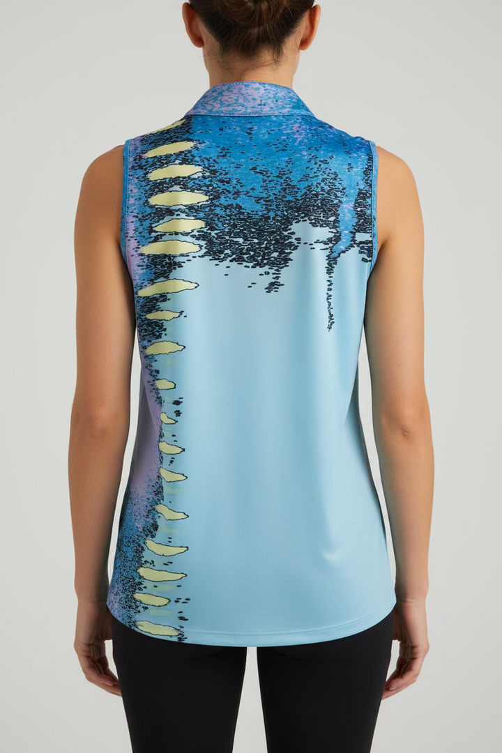 Jamie Sadock Womens Stella Stellar Sleeveless Zip Mock - Oasis/Multi