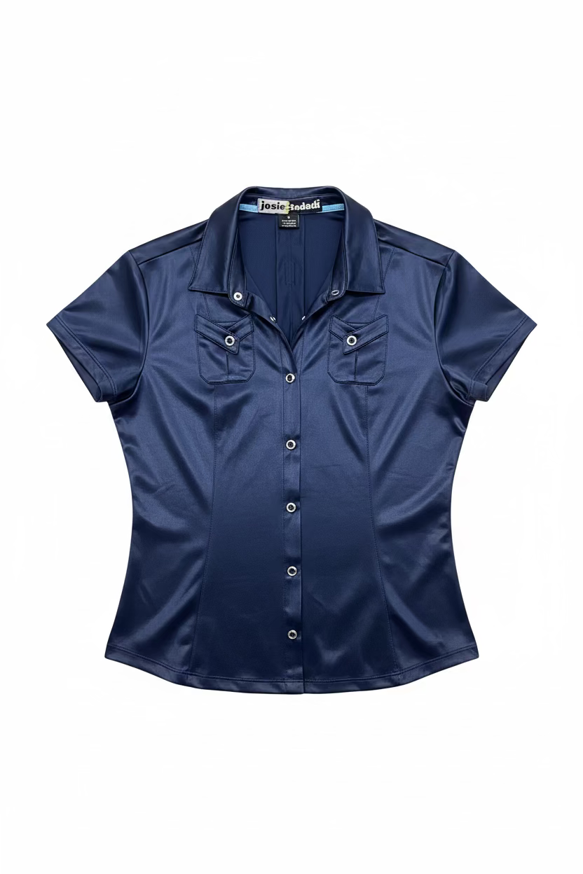 Jamie Sadock Womens Maura Short Sleeve Snap Polo - Moonlight