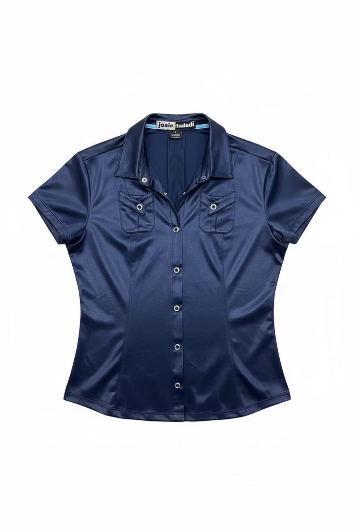 Jamie Sadock Womens Maura Short Sleeve Snap Polo - Moonlight