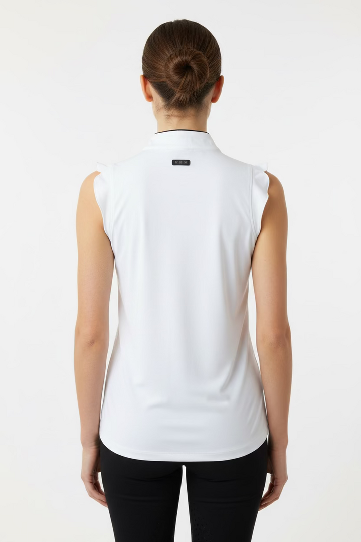 Jamie Sadock Womens Sarh Scalloped Sleeveless Zip Mock - Sugar White