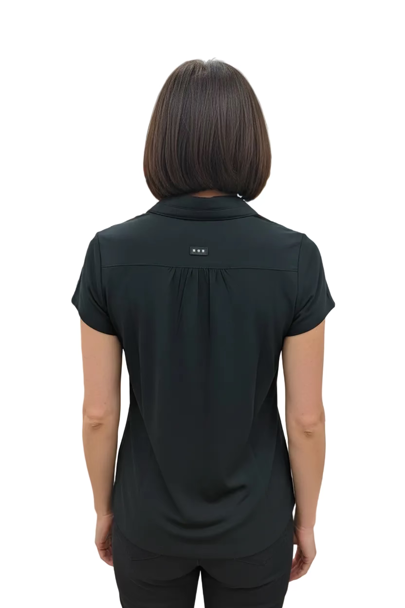 Jamie Sadock Womens Darling Dasha Short Sleeve Zip Mock - Jet Black