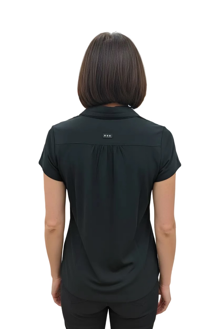 Jamie Sadock Womens Darling Dasha Short Sleeve Zip Mock - Jet Black