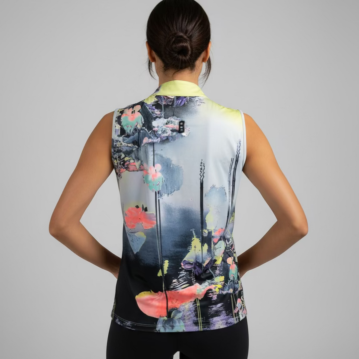 Jamie Sadock Womens Sunshine Blossom Sleeveless Zip Mock - Princess/Multi