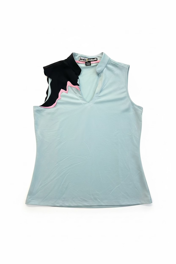 Jamie Sadock Womens Happy Zap Sleeveless Mock - Lagoon/Panther Pink