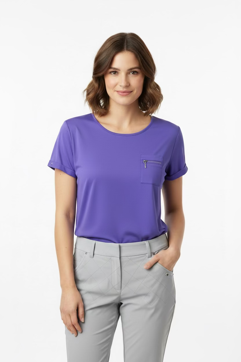 Jamie Sadock Womens Short Sleeve Crewneck Top - Purple Rain