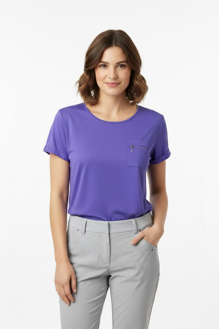 Jamie Sadock Womens Short Sleeve Crewneck Top - Purple Rain