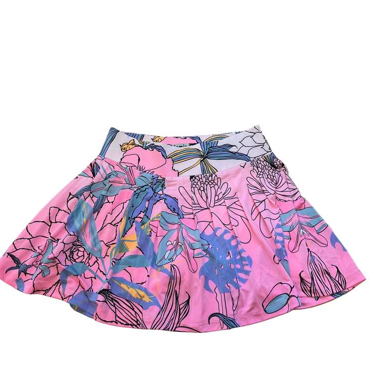 Jamie Sadock Womens Floral Pleated Skort (16')  - Tickle Pink/Multi