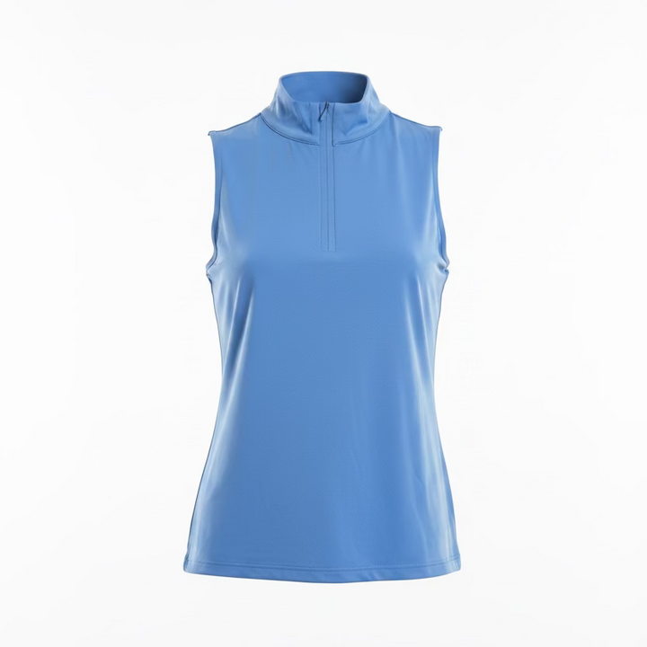 Lulu B Womens Sleeveless Zip Mock - Peri Blue