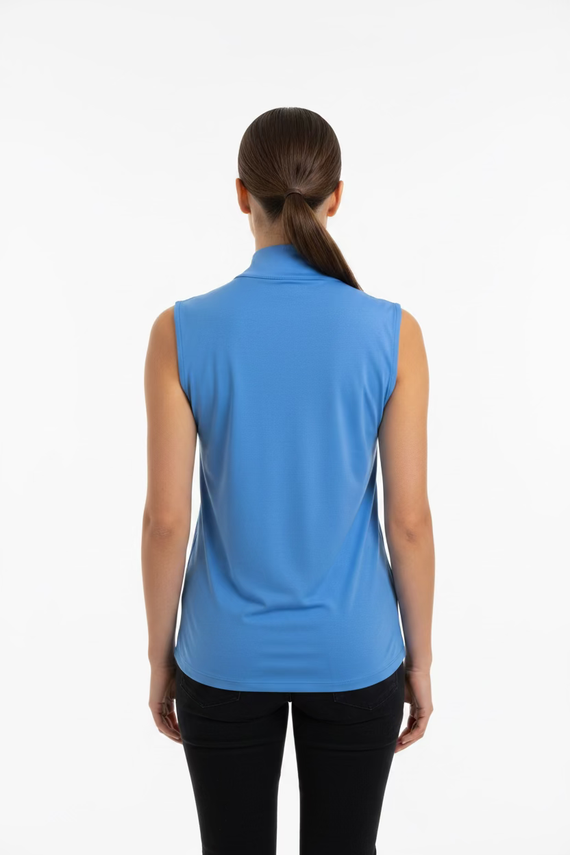 Lulu B Womens Sleeveless Zip Mock - Peri Blue