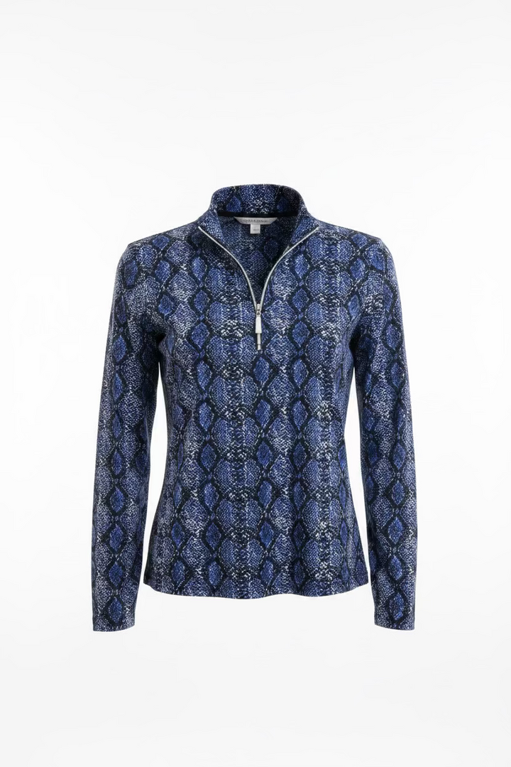 Lulu B Womens Snake Long Sleeve Zip Mock - Multicolored