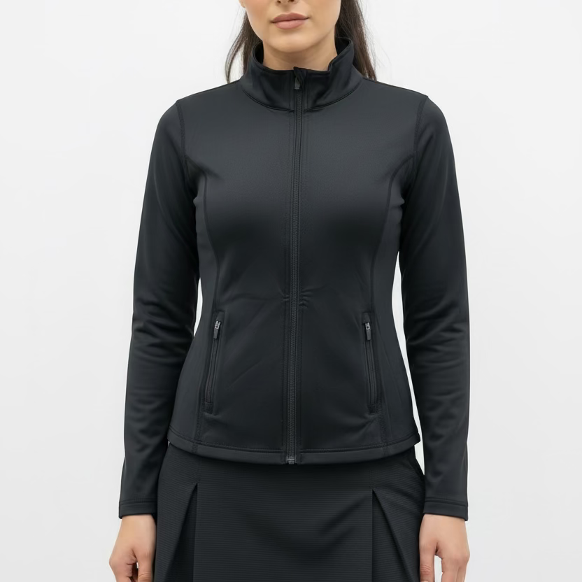 Lulu B Womens Solid Long Sleeve Zip Jacket - Black