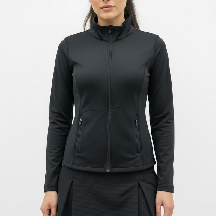 Lulu B Womens Solid Long Sleeve Zip Jacket - Black